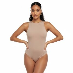 Express Body Contour High Neck Bodysuit | Neutral Snatched Basic Medium